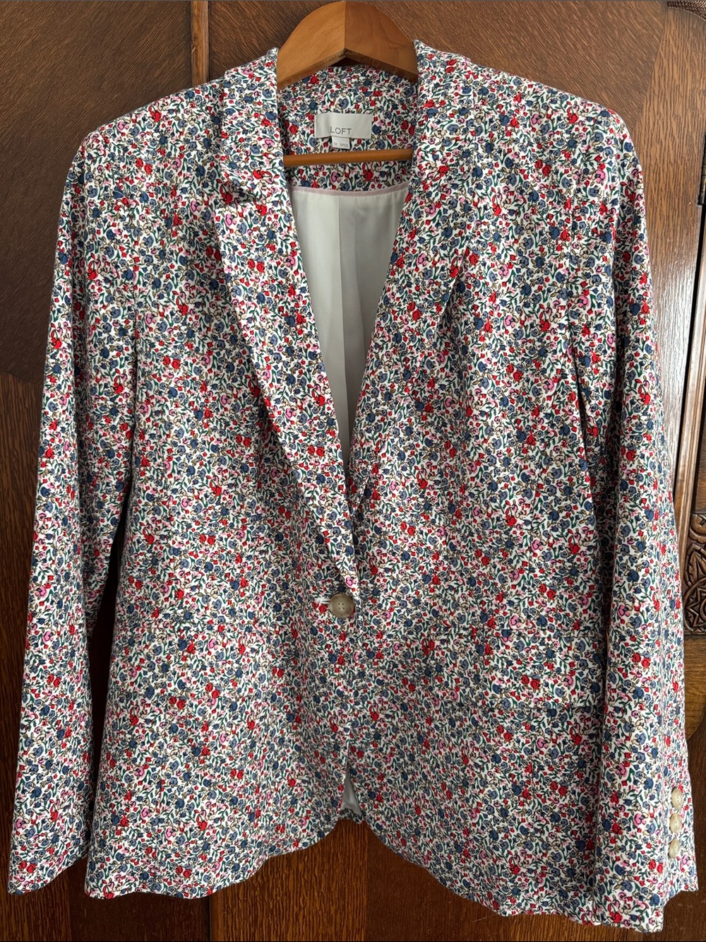 LOFT floral one-button blazer